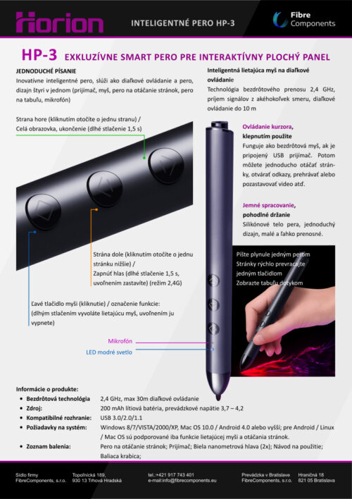 HP 3 Inteligentne pero HORIO popis
